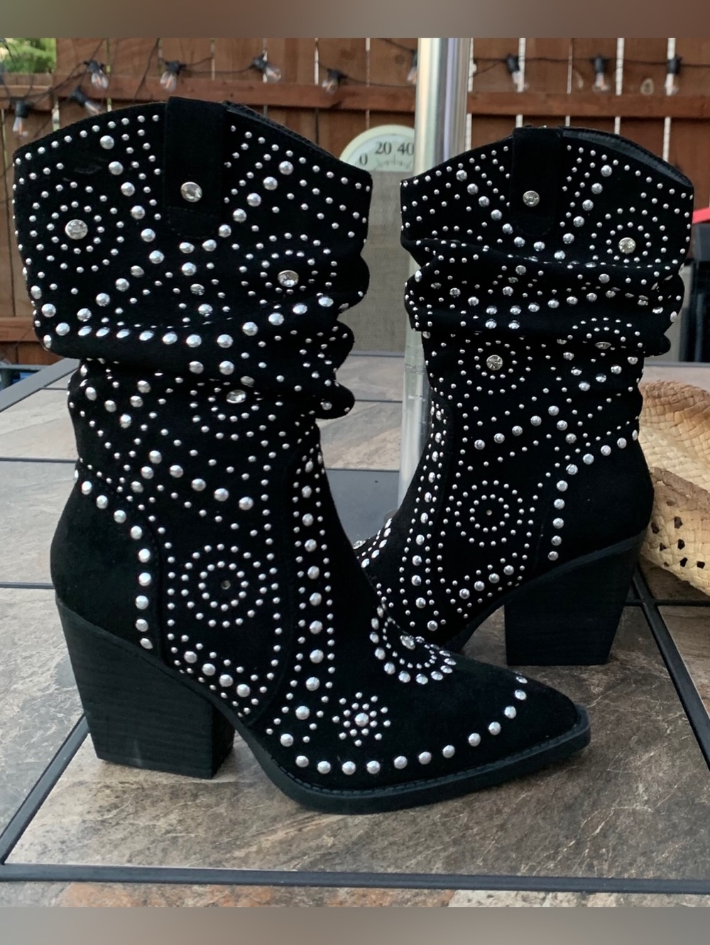 NEW Very G Black Rhinestone Accent Ankle Boots